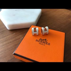 Hermes Pop H white earrings